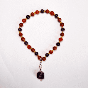 6 Japa Mala de Cornalina con Amatista y dije de Amatista