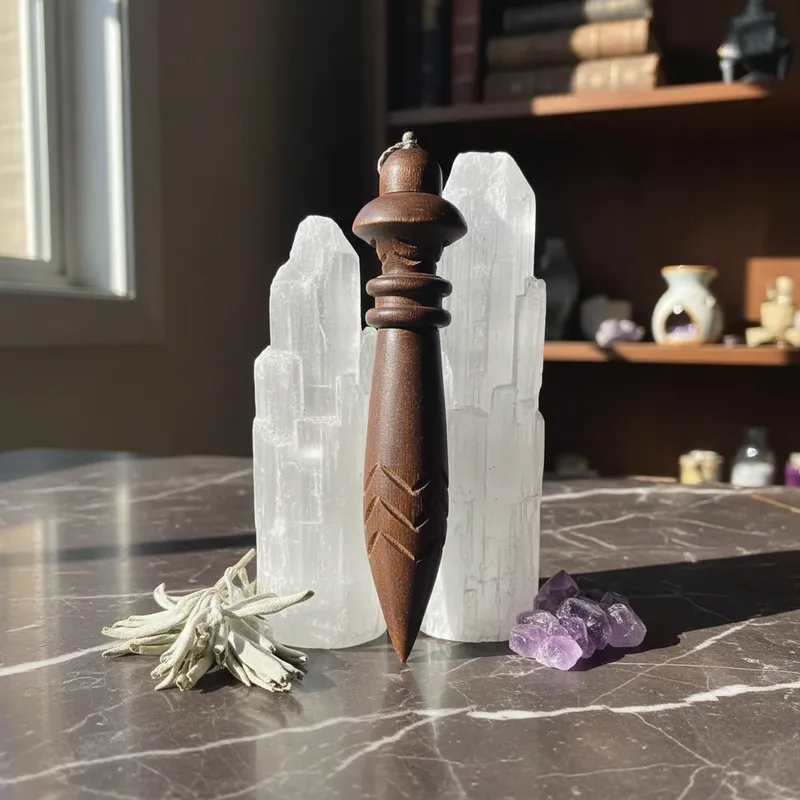Péndulo Egipcio de Thot de Madera - Radiestesia y Sanación Energética con Lastre